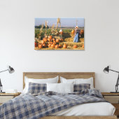Pompoenscherm met hooibalen en spuitbussen canvas afdruk (Insitu (Slaapkamer))