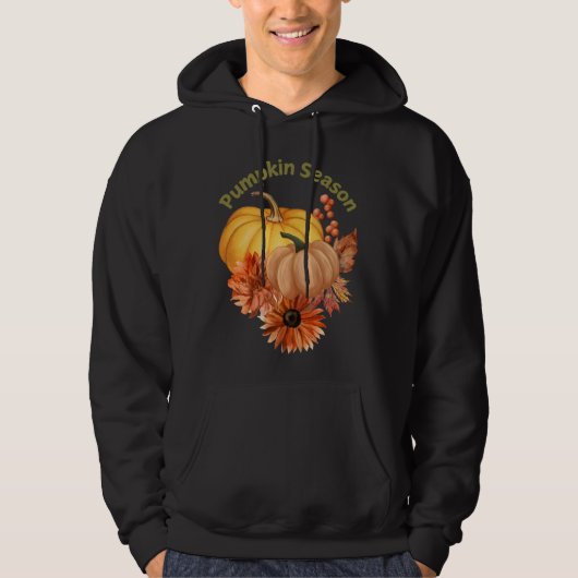 Pompoenseizoen Hoodie met Herfstbloemen (Voorkant)