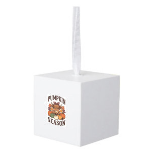 Pompoenseizoen Hoogland Koe Vintage Herfst Shirt_1 Kubus Ornament