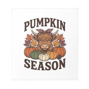 Pompoenseizoen Hoogland Koe Vintage Herfst Shirt_1 Notitieblok