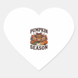 Pompoenseizoen Hoogland Koe Vintage Herfst T-shirt Hart Sticker