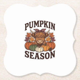 Pompoenseizoen Hoogland Koe Vintage Herfst T-shirt Kartonnen Onderzetters