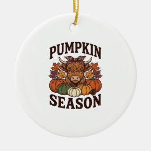 Pompoenseizoen Hoogland Koe Vintage Herfst T-shirt Keramisch Ornament