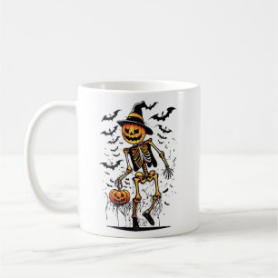 Pompoenskelet Halloween Kunst Koffiemok