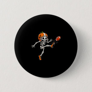 Pompoenskelet voetbal halloweenkostuum jongens ronde button 5,7 cm