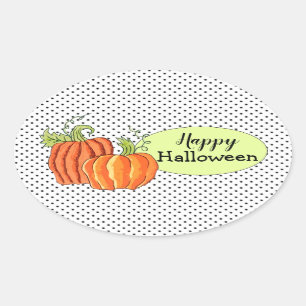 Pompoenstickers (blad van 4) ovale sticker