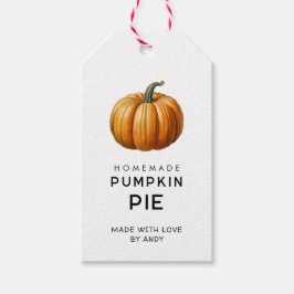 Pompoentaart cadeaubijlage met vintage pompoen cadeaulabel