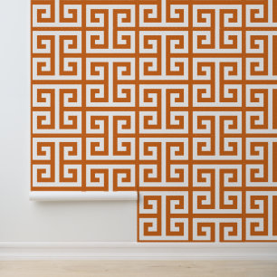 Pompoentaart Oranje en Wit Grote Griekse Sleutel Behang