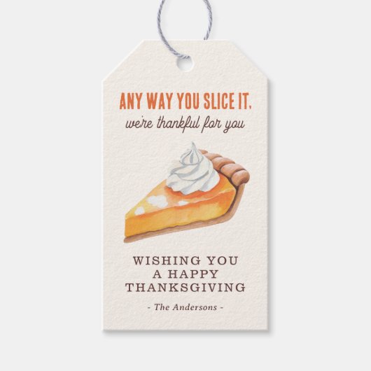 Pompoentaart Thanksgiving Cadeaulabel (Voorkant)