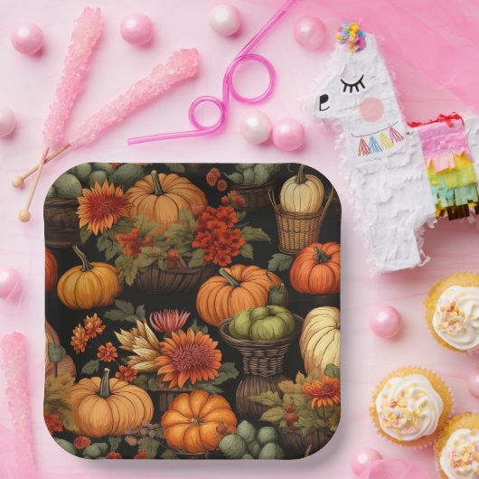 Pompoentijd, Kleuren van Herfst, Papieren Bordje (Feest)