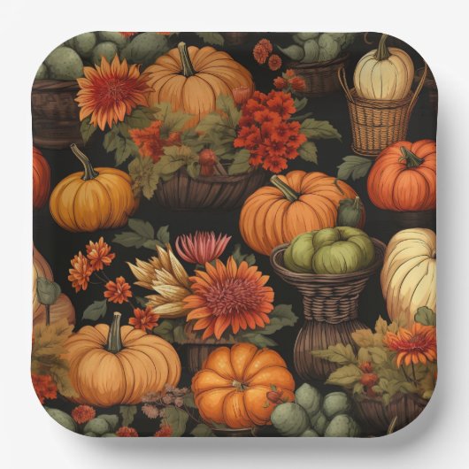 Pompoentijd, Kleuren van Herfst, Papieren Bordje (Voorkant)