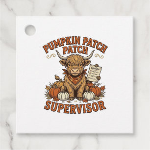 Pompoenveld-supervisor Highland Cow Vintage T-shir Bedankjes Labels