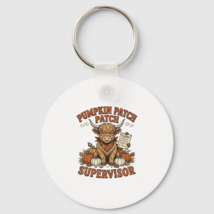 Pompoenveld-supervisor Highland Cow Vintage T-shir Sleutelhanger