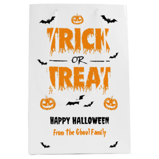 Pompoenvleermuis Trick or treat licht Medium Cadeauzakje