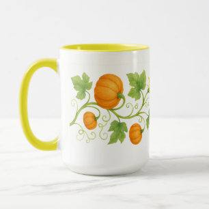Pompoenwijnstok met fries van bloemen mok