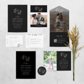 Pompoenwijnstokken Foto Bruiloft Monogram met RSVP All In One Uitnodiging