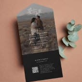 Pompoenwijnstokken Foto Bruiloft Monogram met RSVP All In One Uitnodiging