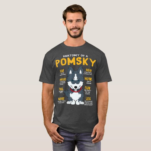 Pomsky Anatomy Funny Dog mam Papa Gift T-shirt (Voorkant volledig)