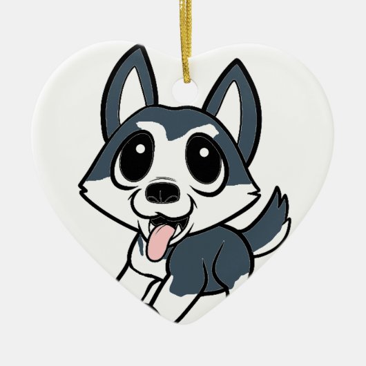 pomsky cartoon keramisch ornament (Voorkant)