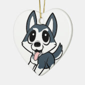 pomsky cartoon keramisch ornament (Links)