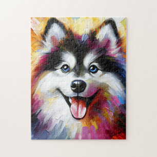 Pomsky Dog Portrait Acryl Art Print Hondenliefhebb Legpuzzel