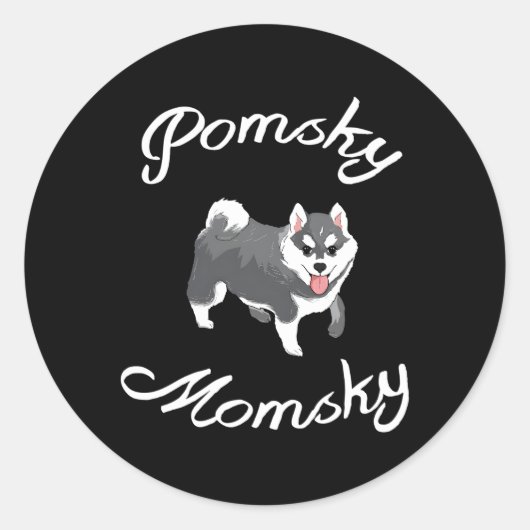 Pomsky Momsky Pet Pomsky mama Ronde Sticker (Voorkant)