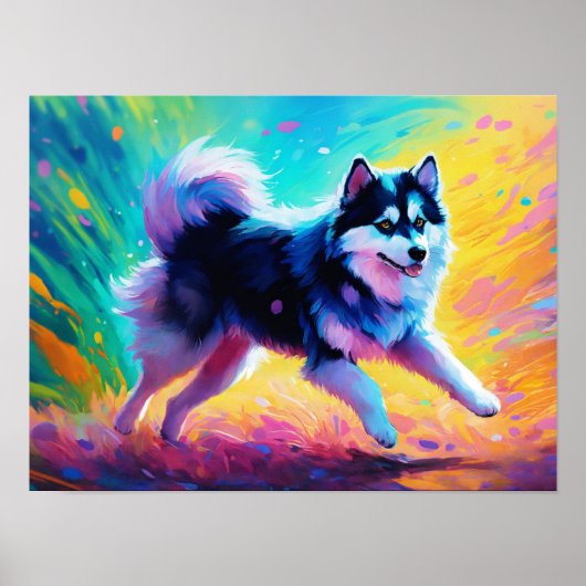 "Pomsky's Dance: Levendige vrijheid in de kunst" Poster (Voorkant)