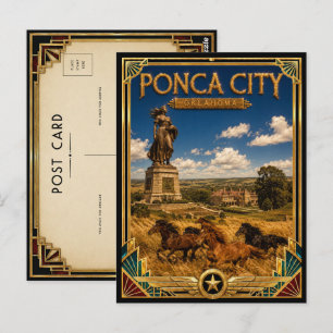Ponca City Oklahoma Vintage Art Deco Gouden Tijdpe Briefkaart