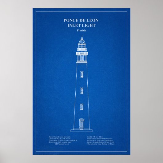Ponce de Leon Inlet Vuurtoren - Florida - AD Poster (Voorkant)