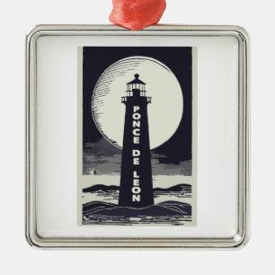 Ponce De Leon Lighthouse Moon Metalen Ornament