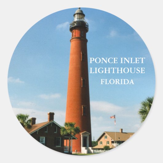 Ponce Inlet Vuurtoren, Florida Ronde Stickers (Voorkant)