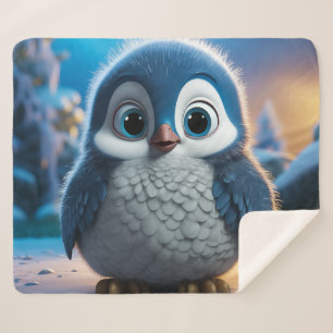 Poncho - Een gladde baby pinguïn Sherpa Deken