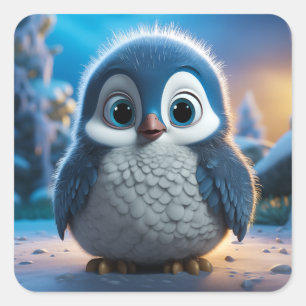 Poncho - Een gladde baby pinguïn Vierkante Sticker