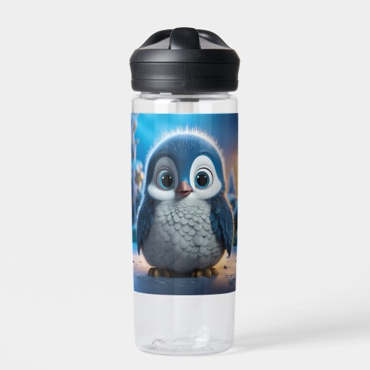 Poncho - Een gladde baby pinguïn Waterfles (Voorkant)