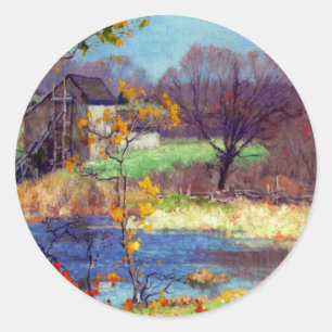 Pond bij Old Lyme, Connecticut Ronde Sticker