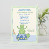 Pond Friends Frog Turtle Baby shower Invitation (Debout devant)