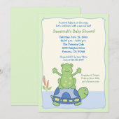 Pond Friends Frog Turtle Baby shower Invitation (Devant / Derrière)