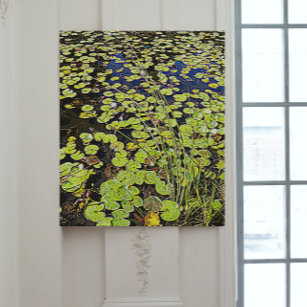 Pond Lily Pads en Reeds Floral Canvas Afdruk