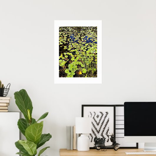 Pond Lily Pads en Reeds Photographic Poster (Thuiskantoor)