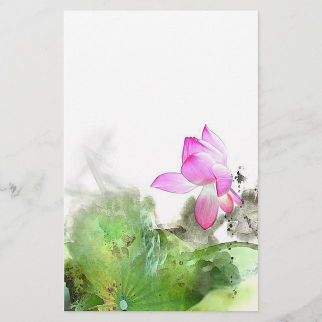 POND LOTUS L Chinese penseel schilderende kunst (Voorkant)