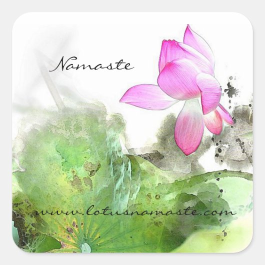 POND LOTUS L Chinese penseel schilderende kunst Vierkante Sticker (Voorkant)