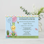 Pond Pals Duck Baby shower Invitation Frog #2 Kaart (Staand voorkant)