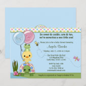 Pond Pals Duck Baby shower Invitation Frog #2 Kaart (Voorkant / Achterkant)