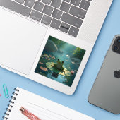 Pond Sentinel - Square Vinyl Sticker (Laptop met iPhone)