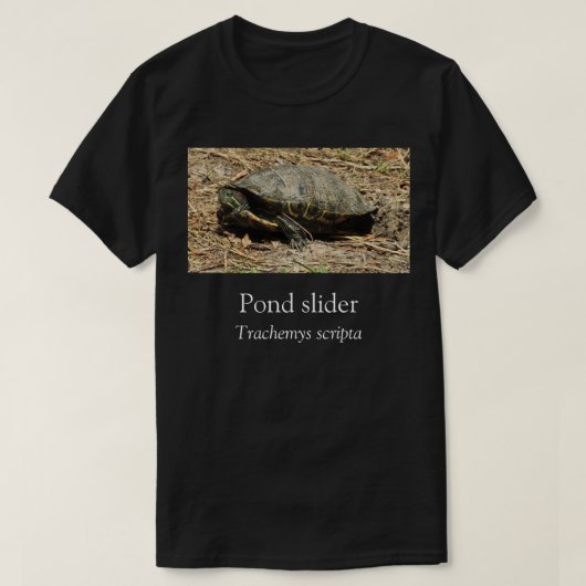 Pond Slider Schildpad Zwart T-shirt (Design voorkant)