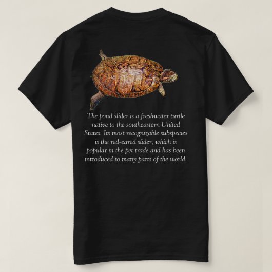 Pond Slider Turtle T-shirt noir (Design dos)