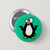 Pondering Penguin Ronde Button 5,7 Cm (Voorkant /achterkant)