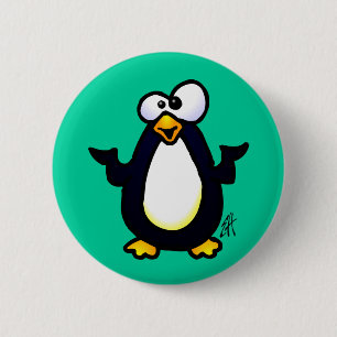 Pondering Penguin Ronde Button 5,7 Cm