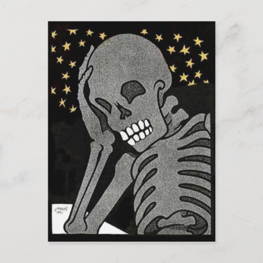 Pondering Skeleton briefkaart (Voorkant)