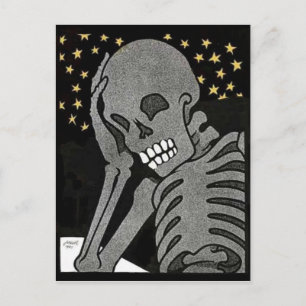 Pondering Skeleton carte postale